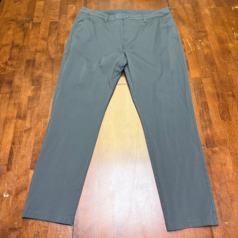 BYLT Mens Premium Basics Pants Chinos Dark Gray Flat Front Fits 38x30 (tag 40)